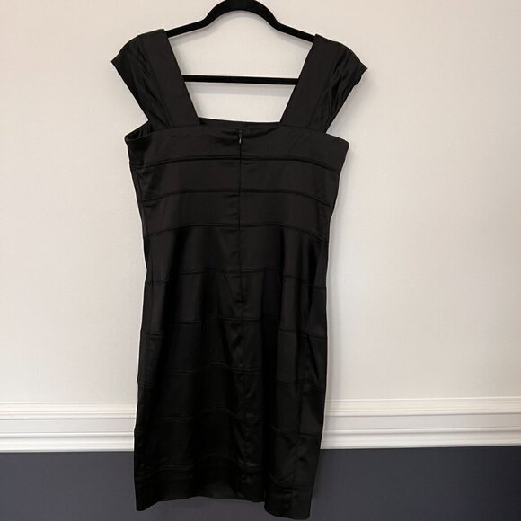 Calvin Klein Black Satin Bandage Bodycon Dress Sz 8 - Picture 3 of 13